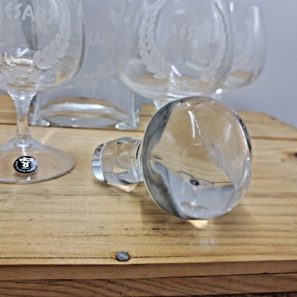 Vilca Italian Crystal Brandy Decanter & 4 Glasses Atlantic City Caesars Palace - Picture 7 of 12